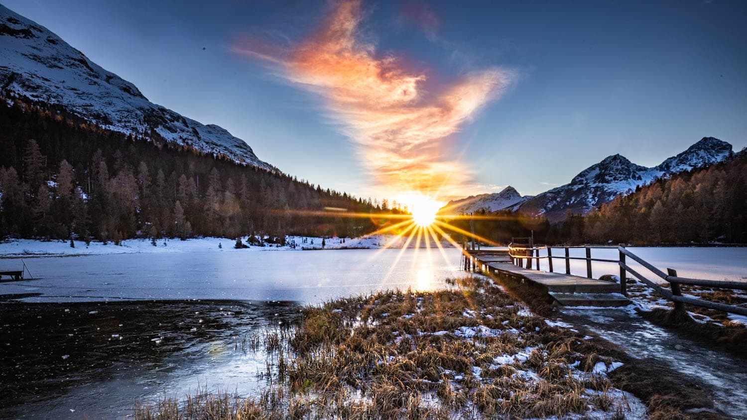 Sonnenuntergang Stazersee mit Wolke